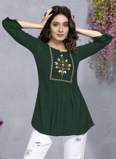 Green Colour Alesong 2 Designer Fancy Casual Heavy Rayon Designer Latest Top Collection Alesong 36